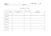 English worksheet: Reading Log 