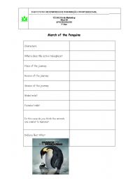 English worksheet: March of the pinguins