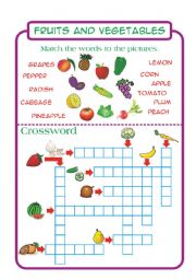 English Worksheet: Fruits and vegetables