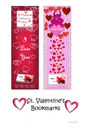 English Worksheet: St. Valentines bookmarks