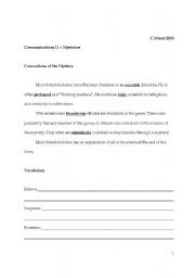 English Worksheet: Communications 11 - Componants of a Mystery