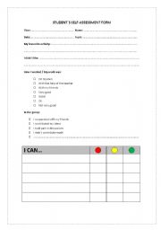 English Worksheet: STUDENTS SELF ASSESSMENT FORM