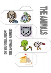 English Worksheet: Animals and colours dice