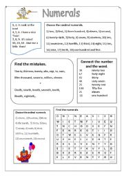 English Worksheet: Numerals (cardinal and ordinal)