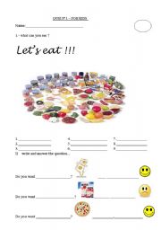 English Worksheet: picnic food