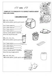 English Worksheet: THE FOOD AND DRINKS RAP