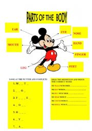 English Worksheet: parts of the body