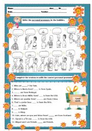 English Worksheet: Personal Pronouns