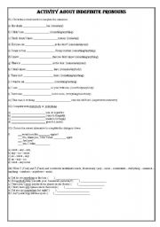 English worksheet: This worsheet is about indefinite pronous.