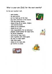 English Worksheet: What is your aim in the next months?
