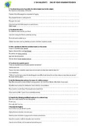 English Worksheet: NICE END OF YEAR GRAMMAR REVISION  --2BACHILLERATO -- KEY INCLUDED