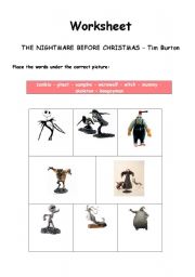 English Worksheet: The Nightmare before Christmas