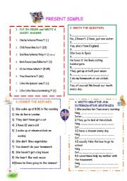 English Worksheet: PRESENT SIMPLE TENSE