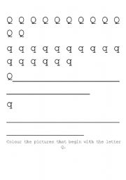 English Worksheet: Q Handwriting Sheet