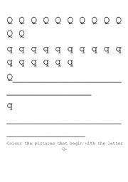 English worksheet: Q Handwriting Sheet