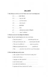 English Worksheet: can can´t