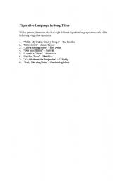 English Worksheet: Figurative Song Titles worksheet