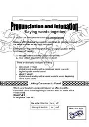 English Worksheet: Pronunciation (Saying Words Together)