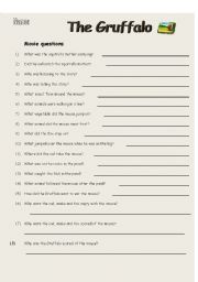 English Worksheet: Gruffalo movie questions