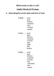 English Worksheet: What would you like to eat?