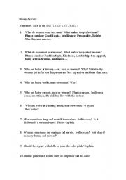 English Worksheet: Battle of the Sexes