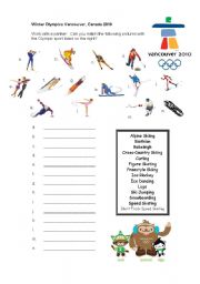 English Worksheet: 2010 Winter Olympics Vancouver Reading