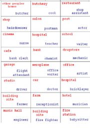 English Worksheet: jobs dominoes