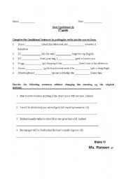 English worksheet: first condional