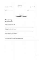 English Worksheet: Present simple