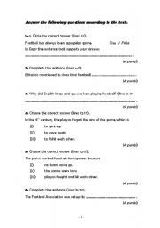 English worksheet: Reading comprehension and grammar test
