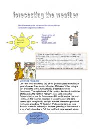 English Worksheet: forecasting the weather & the groundhog day