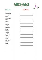 English worksheet: Animals 2