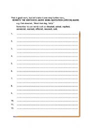 English Worksheet: Speech Marks