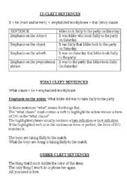 English Worksheet: CLEFT SENTENCES