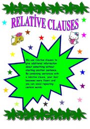 English worksheet: relative clauses