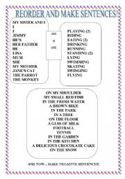 English Worksheet: Make sentences!