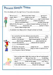 English Worksheet: present Simple (aff, negative)