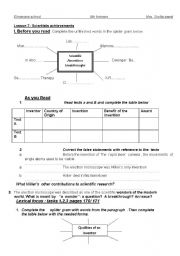 English Worksheet: Scientists achievement