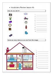 English Worksheet: Name house items