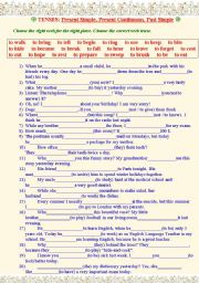 Tenses Revision: Present Simple, Present Continuous, Past Simple. Verb Choice.