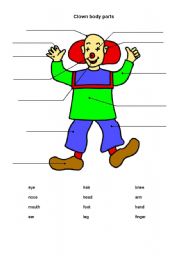 English Worksheet: clown_body parts