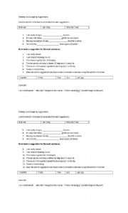 English worksheet: Making and acepting suggestions