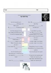 English worksheet: The Hardest Part - Coldplay