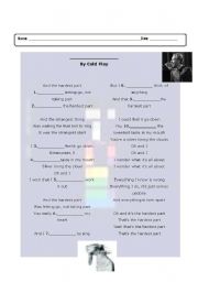 English Worksheet: The Hardest Part - Coldplay