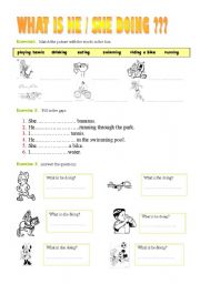 English worksheet: Actions/ Present Continuous
