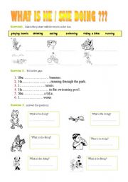 English Worksheet: Actions/ Present Continuous