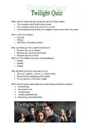 English Worksheet: Twilight trivia, quiz