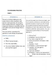 English Worksheet: FCE SPEAKING PRACTICE - PART 1