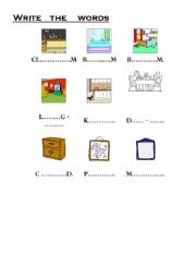 English worksheet: Write the missing letter