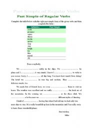 English worksheet: Past Simple of Regular Verbs